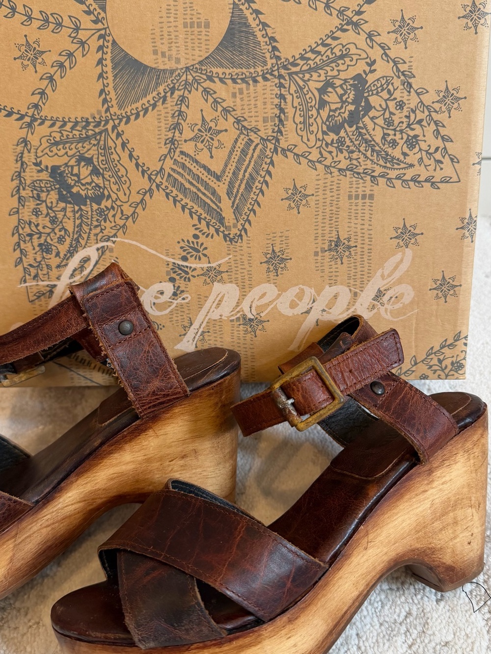 Free People- Freebird by Steven. Brown Leather Platform Sandals